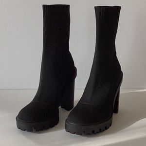 Zara Lug Rubber Sole Chunky Stretch Sock Boots